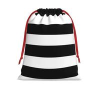 Bolsa de regalo de tela de terciopelo ultra suave con cordón, bolsas de regalo multiusos con estampado de rayas negras y blancas para Navidad