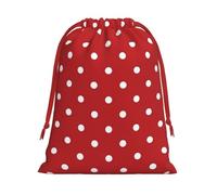 Bolsa de regalo de tela de terciopelo ultra suave con cordón, bolsas de regalo multiusos con estampado de puntos blancos grandes para Navidad