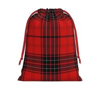 Bolsa de regalo de tela de terciopelo ultrasuave con cordón, bolsas de regalo multiusos con estampado a cuadros rojos y negros para Navidad