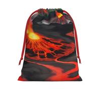 Bolsa de regalo de tela de terciopelo ultrasuave con cordón, bolsas de regalo multiusos con estampado de volcanes Kilauea para Navidad