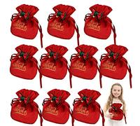 Bolsa de regalo de terciopelo - 10 unidades Merry Favor Pouch Wedding Velvet Velvet Cordones Bolsas con lazo | Goodies Bag Bolsas de regalo para bodas, cumpleaños, fiestas, suministros favoritos