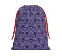 Bolsa de regalo de terciopelo ultrasuave con estampado de mansión encantada, bolsa de regalo de Navidad con cordón para regalos de fiesta