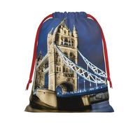 Bolsa de regalo de terciopelo ultrasuave con estampado de Tower Bridge In London, bolsa de regalo de Navidad con cordón