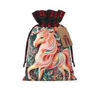 Bolsa de regalo de unicornio de dos colores con cordón de corte de papel rosa, tamaño M, hermosa, conveniente, adecuada para cumpleaños de Navidad