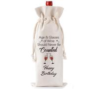 Bolsa de regalo de vino de feliz cumpleaños, bolsas para botellas de vino, bolsa de vino de yute con cordón, regalos de cumpleaños, decoraciones de fiesta para hombres, mujeres, mejores amigos,