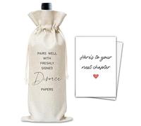 Bolsa de regalo de vino divorciado, regalos de nuevos comienzos para decoraciones de fiesta de divorcio, bolsa de vino reutilizable con tarjeta, bolsa de regalo de champán, regalos de ruptura para
