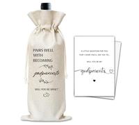 Bolsa de regalo de vino para padrinos, combina bien con convertirse en una propuesta de madrina, bolsa de vino reutilizable, bolsa de regalo de champán para mujeres, hombres, hermano, tío, tía, mejor