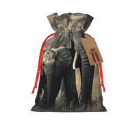 Bolsa de regalo ecológica con cordón para regalo de vacaciones con estampado de elefante viejo y elefante joven, bolsas de regalo para fiestas