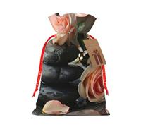 Bolsa de regalo ecológica con cordón para regalo de vacaciones con estampado de piedras y rosas para spa, regalos de fiesta, bolsas de regalo