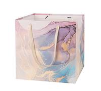 Bolsa de regalo grande de 11.8 pulgadas, bolsas de regalo cuadradas reutilizables grandes para cumpleaños, bodas, regalos de Navidad (oro morado)