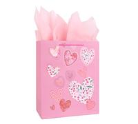 Bolsa de regalo grande de 12.6 pulgadas con papel de seda, bolsa de regalo con diseño de amor para el día de San Valentín, día de la madre, aniversario, día más dulce y más. (corazones dispersos)