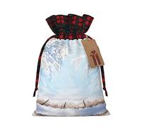 Bolsa de regalo impresa con escena de nieve, perfecta bolsa de regalo de arpillera con bloqueo de color