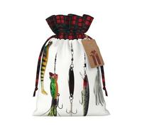 Bolsa de regalo impresa con varios tipos de cebos de pesca, bolsa de regalo de arpillera con bloqueo de color perfecto
