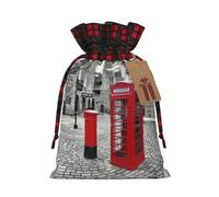 Bolsa de regalo impresa de cabina telefónica roja de Londres, bolsa de regalo de arpillera con bloqueo de color perfecto