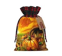 Bolsa de regalo impresa de calabaza para el día de Acción de Gracias, bolsa de regalo de arpillera perfecta con bloqueo