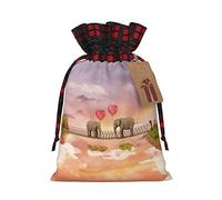 Bolsa de regalo impresa de elefante en un puente, perfecta bolsa de regalo de arpillera con bloqueo de color