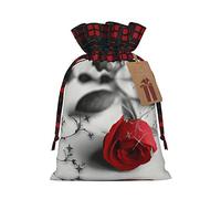Bolsa de regalo impresa de rosa roja, bolsa de regalo de arpillera perfecta con bloqueo de color