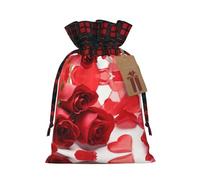 Bolsa de regalo impresa de rosa roja, bolsa de regalo de arpillera perfecta con bloqueo de color