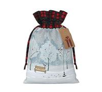 Bolsa de regalo impresa Snow Falling In The Park, perfecta bolsa de regalo de arpillera con bloqueo de color