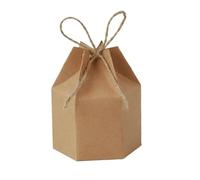 Bolsa de regalo Kraft Caja de caramelos de cartón Kraft, paquete de 20/50 unidades, linterna hexagonal para regalos y regalos, decoración de fiesta de cumpleaños, boda y navidad (Color: marrón,