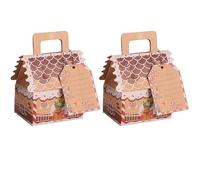 Bolsa de regalo Kraft en forma de casa de navidad, 10 piezas, caja de regalo de dulces, decoraciones de feliz navidad, adorno para el hogar de Santa Claus (Color: Gingerbread Man Box, Tamaño: 1
