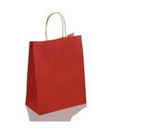 Bolsa de regalo para 10/30/50 fiestas, bolsa de compras de papel kraft reciclable, para Navidad, boda, caramelos, bolsa de regalo (rojo, 15 x 21 cm, 50 unidades)
