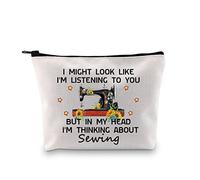 Bolsa de regalo para amantes de la costura, bolsa con cremallera en mi cabeza I'm Thinking About Sewing Project Bag para edredones de alcantarillado, Pensando en coser UE, Bolsa de cosméticos con
