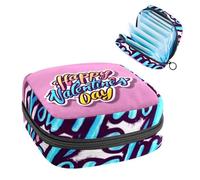 Bolsa de regalo para niñas y mujeres, con texto en inglés "Happy Valentine's Day-09, bolsas sanitarias para desechar servilletas, bolsa de gran capacidad con cremallera para almohadilla menstrual