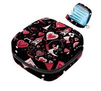 Bolsa de regalo para niñas y mujeres, con texto en inglés "Happy Valentine's Day Love Heart-31 - Bolsas sanitarias para desechar servilletas sanitarias, gran capacidad con cremallera, bolsa para