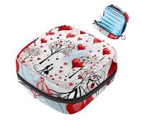 Bolsa de regalo para niñas y mujeres, con texto en inglés "Happy Valentine's Day Love Heart-75 - Bolsas sanitarias para desechar servilletas sanitarias, gran capacidad con cremallera, bolsa para