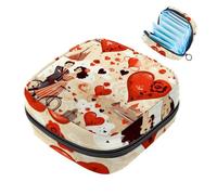 Bolsa de regalo para niñas y mujeres, con texto en inglés "Happy Valentine's Day Love Heart-86 - Bolsas sanitarias para desechar servilletas sanitarias, gran capacidad con cremallera, bolsa para