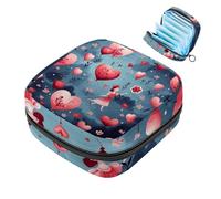 Bolsa de regalo para niñas y mujeres, con texto en inglés "Happy Valentine's Day Love Heart-97 - Bolsas sanitarias para desechar servilletas sanitarias, gran capacidad con cremallera, bolsa para