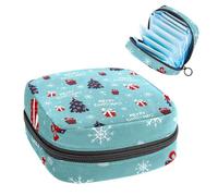 Bolsa de regalo para niñas y mujeres, con texto en inglés "Merry Christmas-141" para desechar servilletas sanitarias, gran capacidad con cremallera para almohadilla menstrual