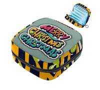 Bolsa de regalo para niñas y mujeres, con texto en inglés «Merry Christmas-1824» para desechar servilletas sanitarias, gran capacidad con cremallera para almohadilla menstrual