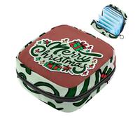Bolsa de regalo para niñas y mujeres, con texto en inglés «Merry Christmas-1912» para desechar servilletas sanitarias, gran capacidad con cremallera para almohadilla menstrual