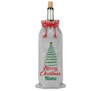 Bolsa de regalo personalizada para botella de vino y licores con árbol de Navidad y árbol de Navidad, 15 x 38 cm