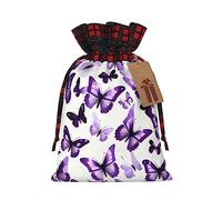 Bolsa de regalo resistente con diseño de mariposas blancas y moradas de 4.7 x 6.9 pulgadas, bolsa de regalo moderna y práctica para necesidades diarias, 1 unidad