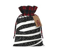 Bolsa de regalo reutilizable con cordón de grano blanco y negro para vacaciones y ocasiones especiales