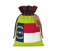 Bolsa de regalo reutilizable con cordón de Navidad con estampado de bandera del estado de Carolina del Norte, embalaje festivo para necesidades de envoltura de Navidad