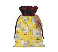 Bolsa de regalo reutilizable con cordón para vacaciones y ocasiones especiales con diseño de pollo amarillo