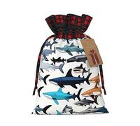 Bolsa de regalo reutilizable con cordón para vacaciones y ocasiones especiales con patrón de tiburones