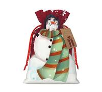 Bolsa de regalo reutilizable con diseño de muñeco de nieve de Feliz Navidad y diseño de cordón que hacen que tu regalo sea más delicado