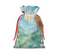 Bolsa de regalo reutilizable con diseño de orquídea y mariposa para fiestas de vacaciones y diseño de cordón que hacen que tu regalo sea más delicado