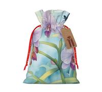 Bolsa de regalo reutilizable con diseño de orquídea y mariposa para fiestas de vacaciones y diseño de cordón que hacen que tu regalo sea más delicado