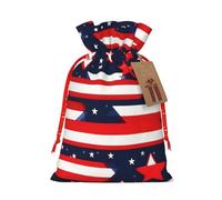 Bolsa de regalo reutilizable con diseño de tiras patrióticas de estrellas y diseño de cordón que hace que tu regalo sea más delicado