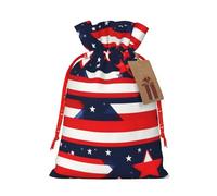 Bolsa de regalo reutilizable con estampado de estrellas patrióticas para el Día de la Independencia y diseño de cordón que hacen que tu regalo sea más delicado