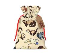 Bolsa de regalo reutilizable con estampado de hurón peludo y respetuosa con el medio ambiente para recuerdos de fiesta, celebraciones de temporada