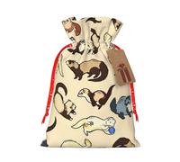 Bolsa de regalo reutilizable con estampado de hurón peludo y respetuosa con el medio ambiente para recuerdos de fiesta, celebraciones de temporada
