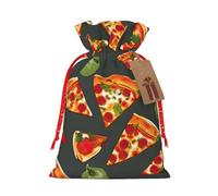 Bolsa de regalo reutilizable con patrón de pizza y diseño de cordón que hacen que tu regalo sea más delicado