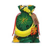 Bolsa de regalo reutilizable de hojas de plátano tropicales y diseño de cordón que hacen que tu regalo sea más delicado